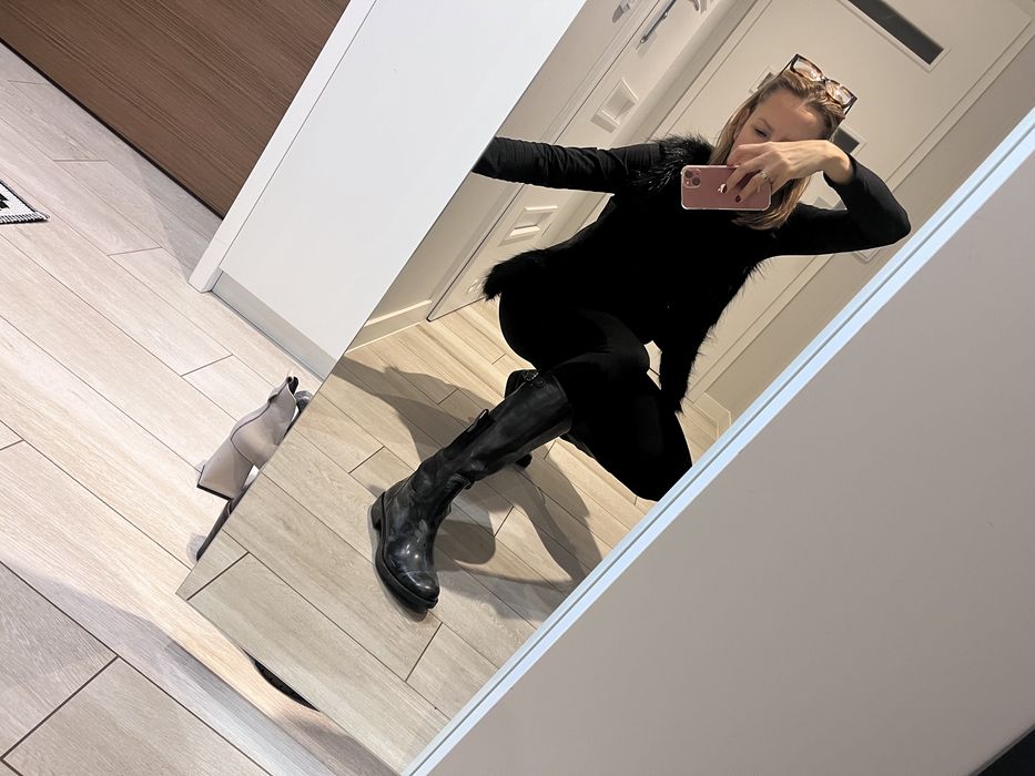 Kalosze z cholewką ze skóry w jeździeckim stylu