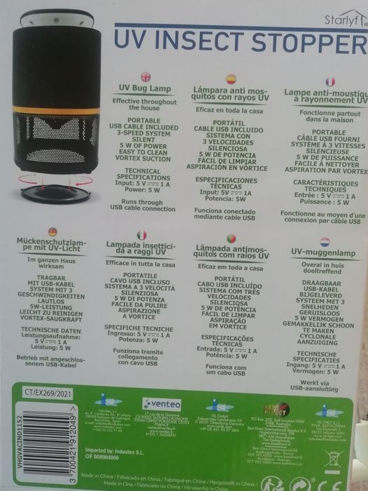 Armadilha UV para insectos ecofriendly