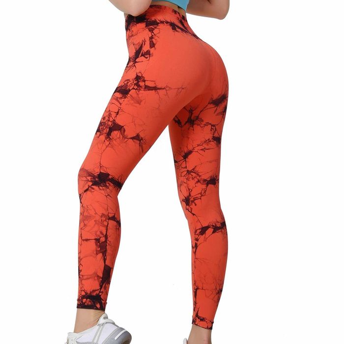 Nowe damskie Legginsy/Pomarańczowe Marmur /Joga/Bezszwowe/Sport /646-L