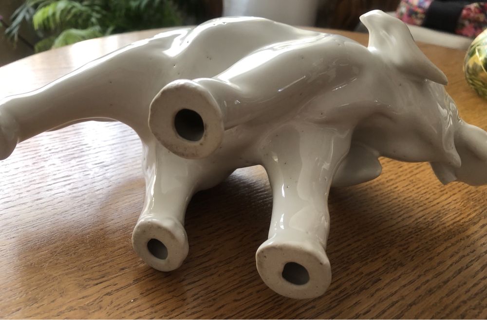 Słoń stary porcelanowy PRL