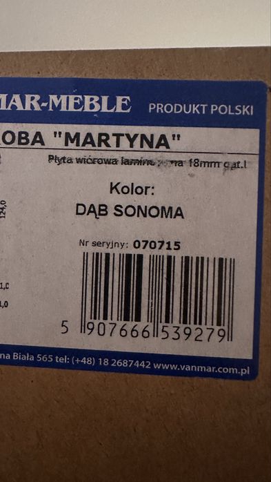 Garderoba „Martyna”- dąb sonoma
