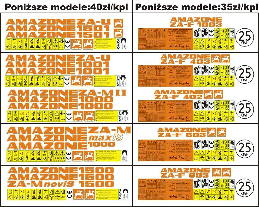 Naklejki rozsiewacz Amazone Rauch Kuhn Sulky