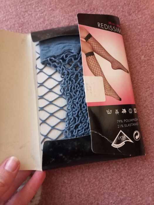 Mini meia renda azul clara