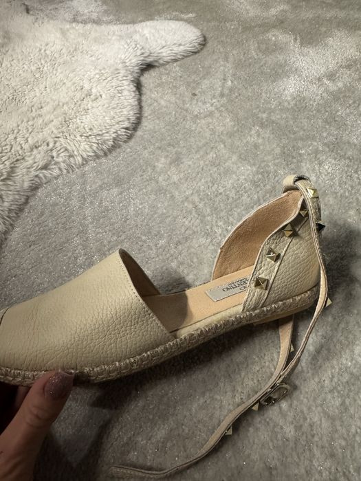 Espadryle valentino skóra naturalna 39 beżowe