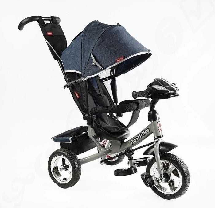 Триколісний дитячий велосипед-коляска, музика, фара