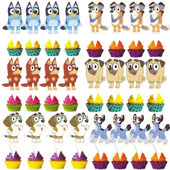 Bluey Bingo pieski zestaw urodziny balony girlanda topper tort obrus