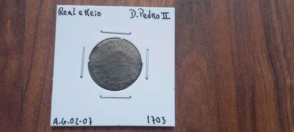 Moeda Real e Meio 1703 D. Pedro II
