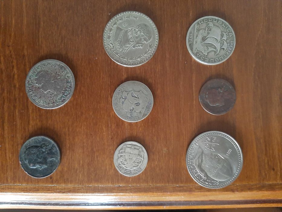 Moedas antigas portuguesas e mexicanas