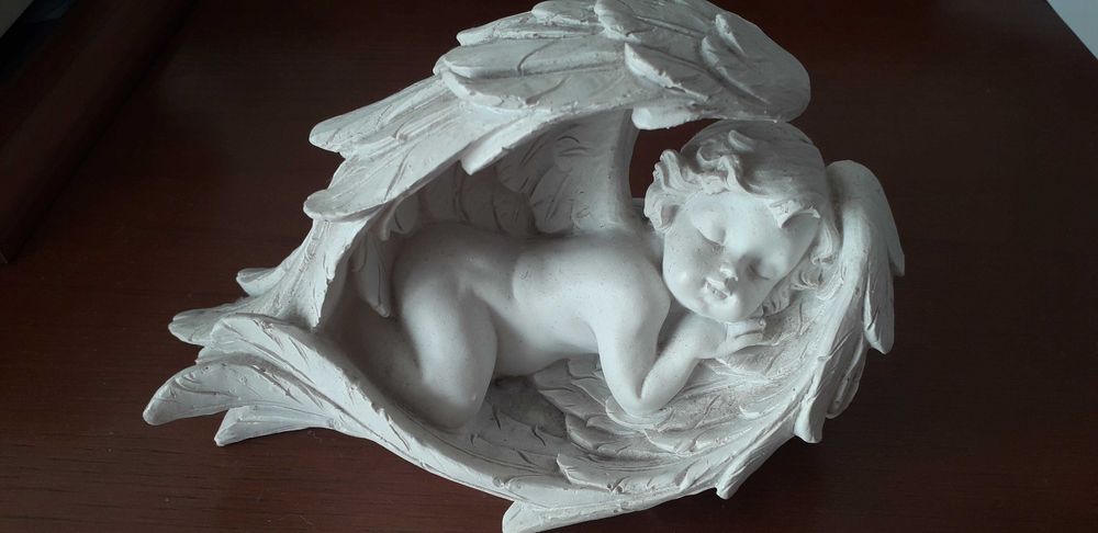 Bebé angelical, a dormir, em gesso (pequeno)