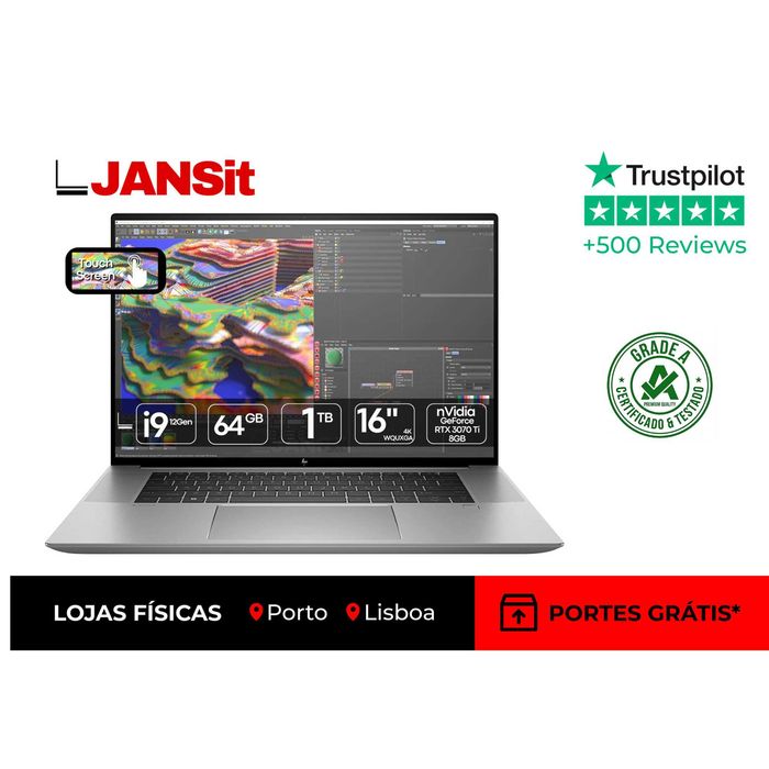 HP ZBook Studio 16 G9 | i9-12900H | 64GB | SSD 1TB | RTX 3070 Ti 8GB | 16″ 4K Touch