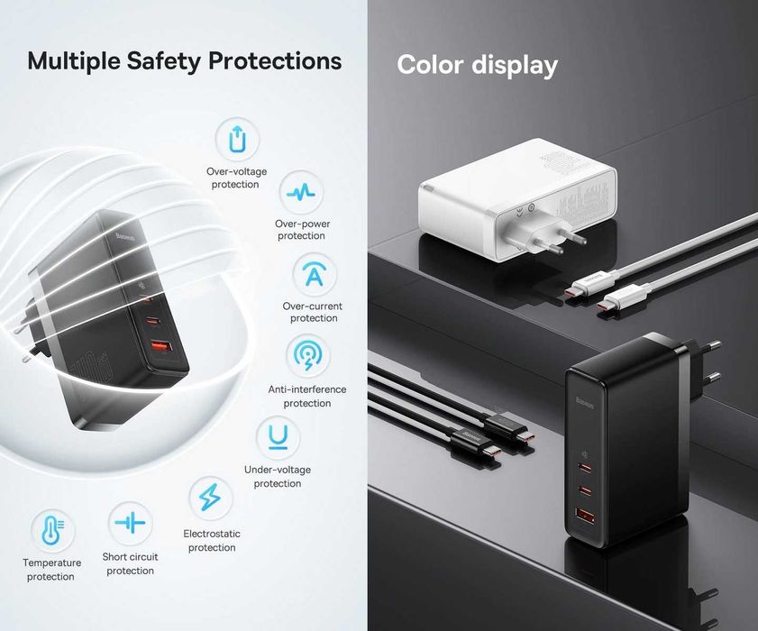 Зарядні пристрої BASEUS GaN5 Pro 140W (2C+U) / GaN5 Pro 160W (2C+U)