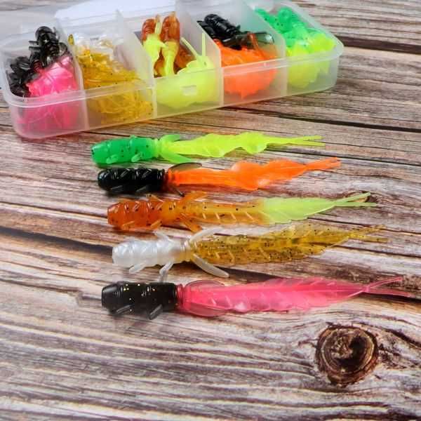 Sztuczne przynęty typu robal 7,5cm. 30 sztuk w pudełku- 5 kolorów.