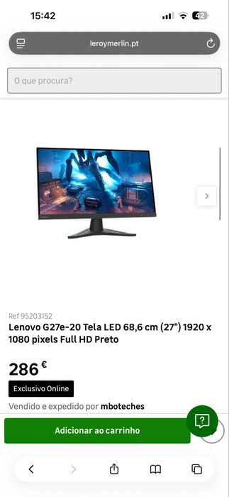 Monitor Lenovo G27e-20 27” Gaming – Como Novo
