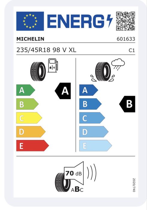 Opony 235/45/18 michelin e primacy XL homologacja tesla
