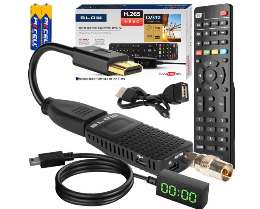 Dekoder tuner TV HD DVB-T2 HEVC H.265 Mini Stick