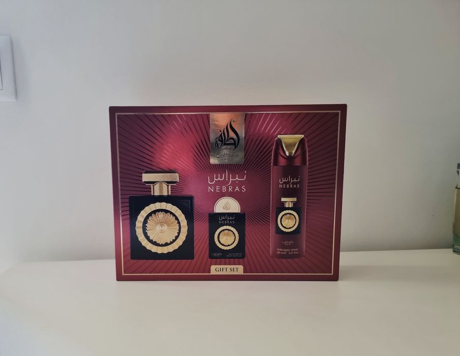 Caixa do gift set do Nebras, Lattafa