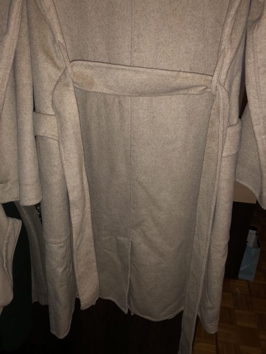 Zara płaszcz wełniany wełna klasyka minimalizm elegancki wiązany Xs