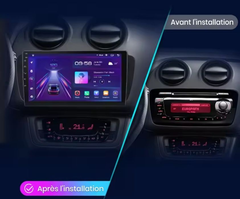 Rádio 2 DIN 9" Seat Ibiza 6J 2 + Android + GPS e CARPLAY e ANDROID AUT