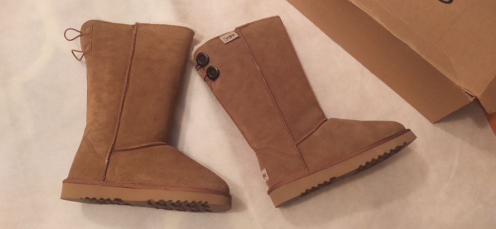 Snow Paw  śniegowce skórzane 38 z wełną merynosa eskimoski emu