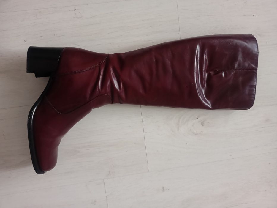 Piękne bordowe Kozaki do kolana