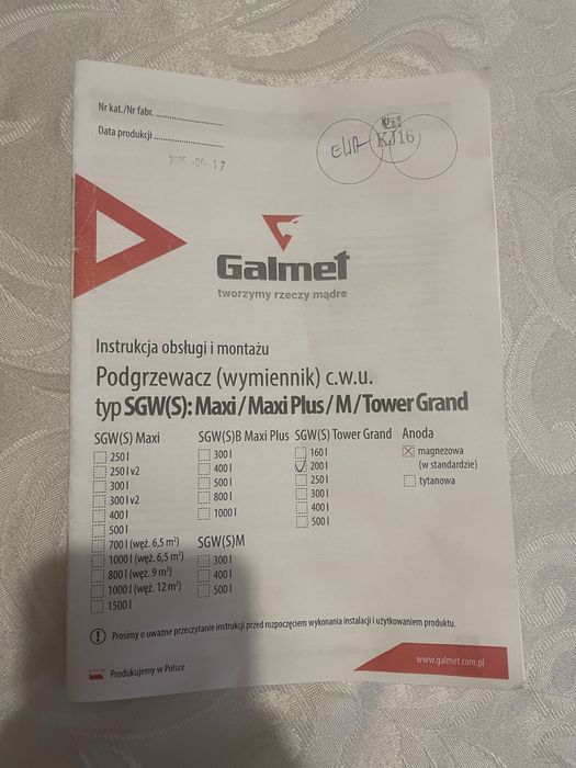 Galmet podgrzewacz bojler 200l