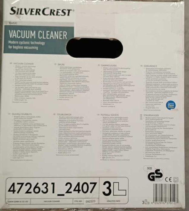 SILVERCREST cyklonowy odkurzacz bezworkowy, 850 W, NOWY