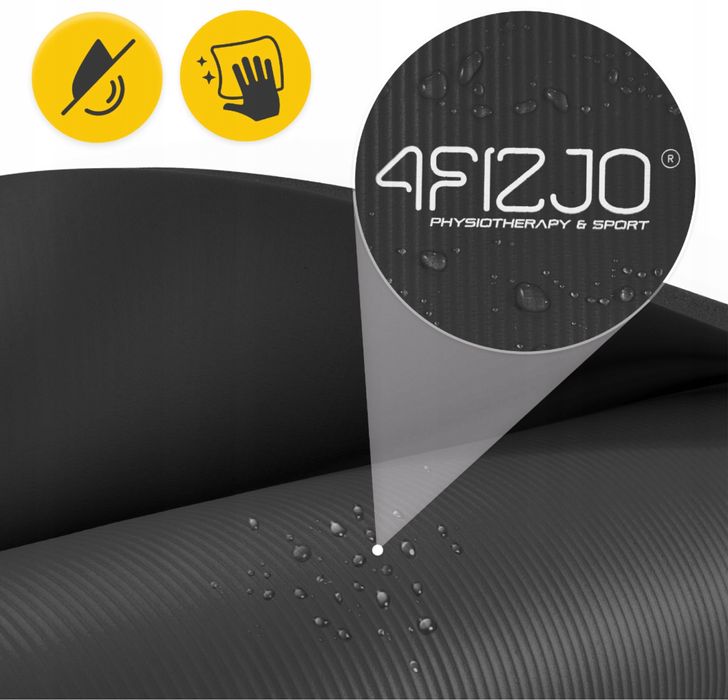 Килимок для йоги та фітнесу 4FIZJO NBR 180 × 60 см чорний (1 см товщ.)