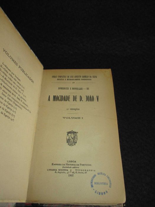 Livro A Mocidade de D. João V Luís Augusto Rebelo da Silva 1907