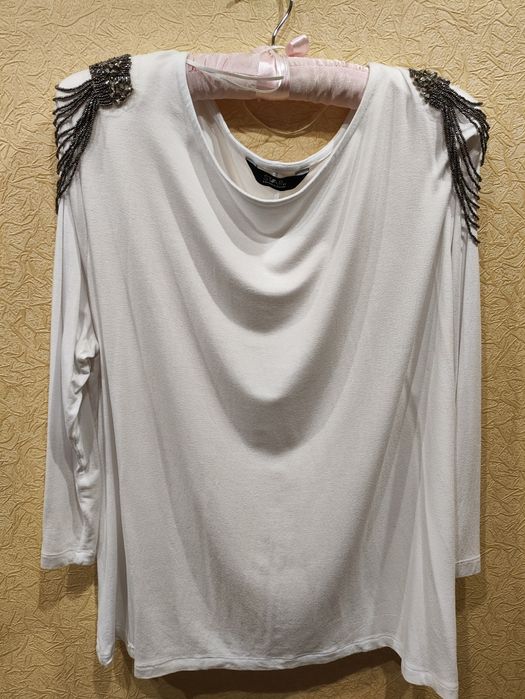 Лонгслив белый с длинным рукавом, женский, нарядный
