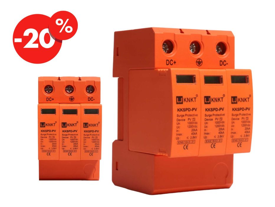 Ogranicznik Przepięć Ochronnik PV 1000V DC 3P T2 Na Szynę DIN - OKAZJA