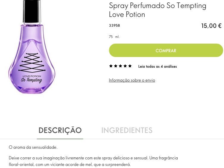 Spray Perfumado Love Potion - Cheirinho muito bom
