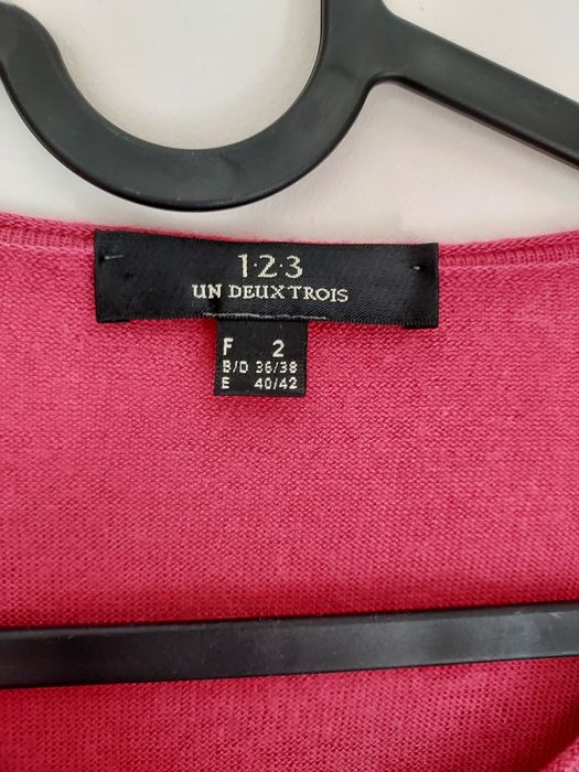 Różowy sweter, kardigan fuksja 100% merino