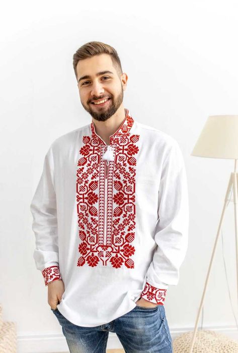 Чоловіча вишита сорочка вишиванка льон, мужская рубашка вышиванка