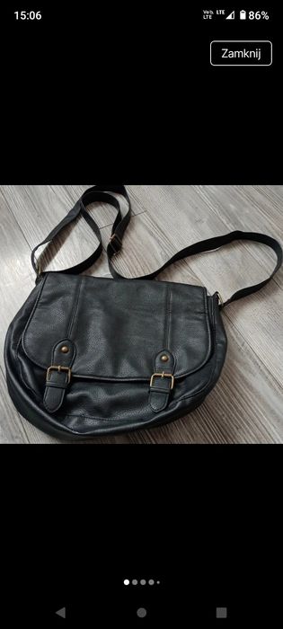 Torebka listonoszka skórzana czarna z klapką parisian soft old money