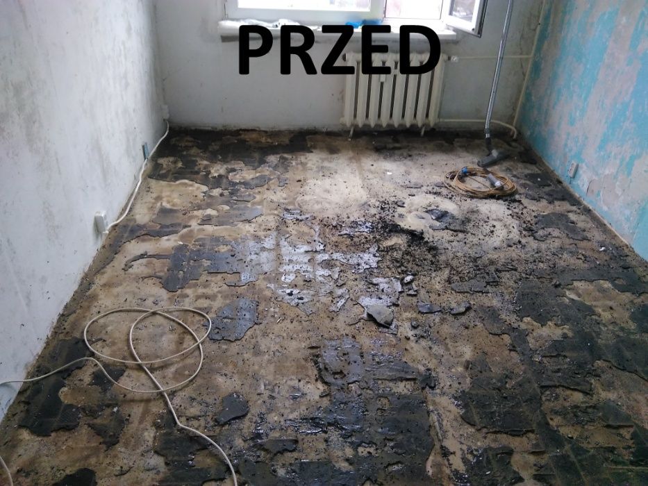 Usuwanie kleju po parkiecie, subitu, lepiku, lentexu, PCV, smoły
