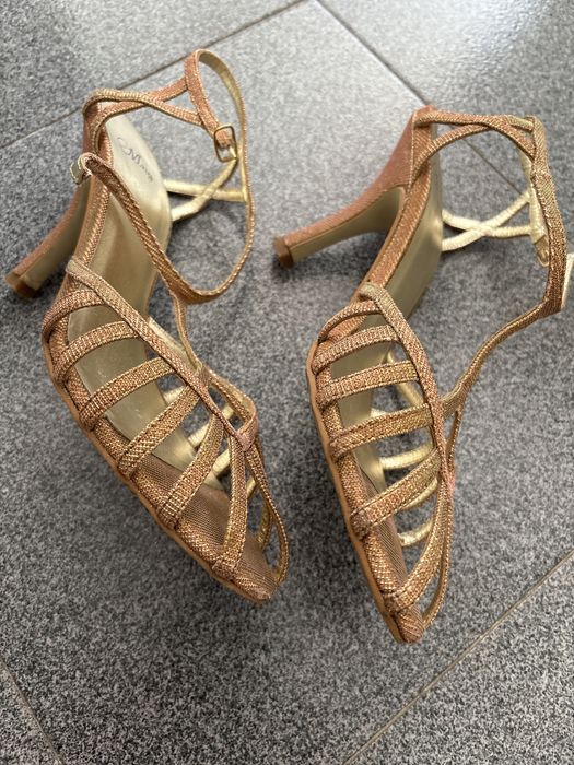 Dourado Mango Mango CalÇado Senhora Sandálias Douradas Mango De
