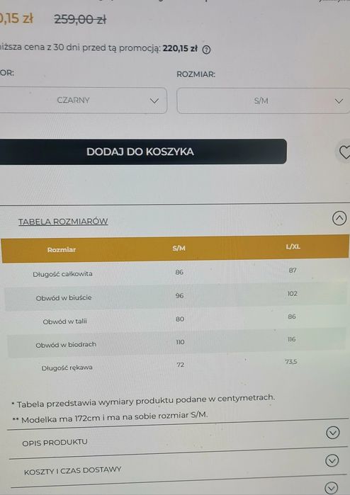 Elegancki czarny płaszcz przeciwdeszczowy S / M