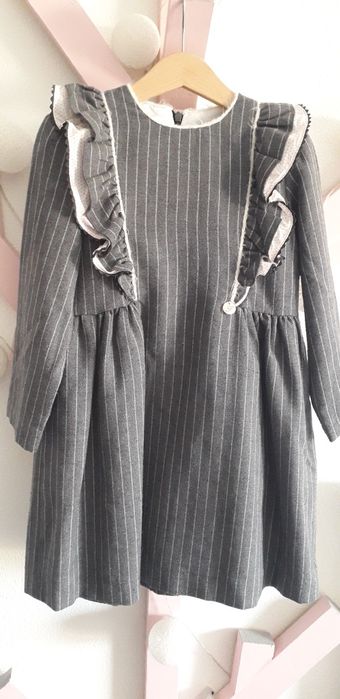 Vestido Menina Cinza Manga Comprida