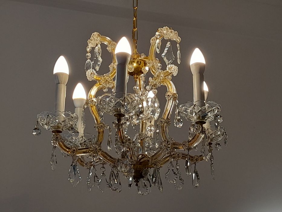 Candeeiro tecto - Lustre Vintage- candelabro em cristal - Maria Teresa