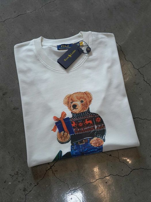 Ralph Lauren Bawełna M L XL XXL 3XL biała męska koszulka Polo Bear
