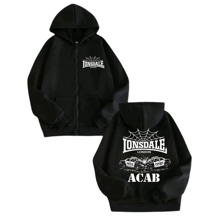 Зип худи Lonsdale London Fight logo черное лонсдейл кофта толстовка