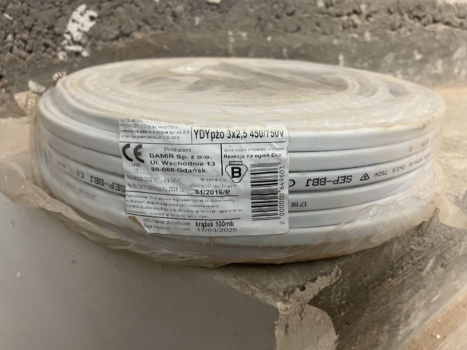 Przewód YDYP 3x2,5mm2 100m