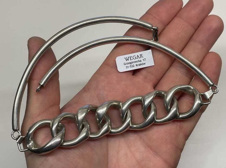 Masywny Srebrny Naszyjnik - 83,72g - PRL - ORNO - Kraków