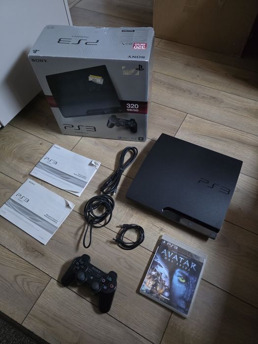 Konsola Sony Playstation 3 PS3 Slim 320GB +Pudełko+ Bezprzewodowy Kontroler Sony + Gra Avatar