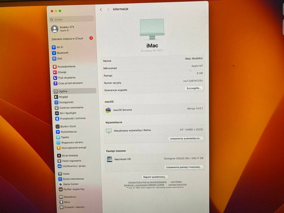iMac 24" M1 8/256gb 2021 super