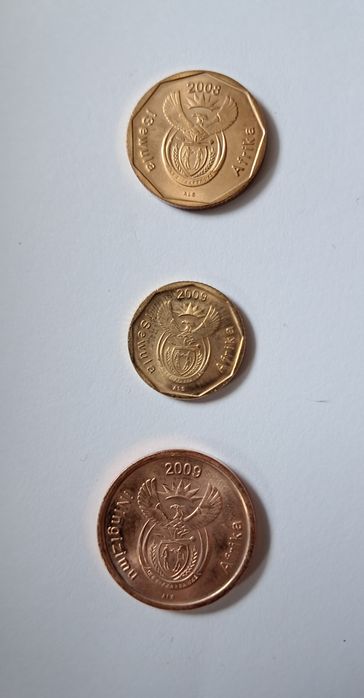 3 Moedas da República da África do Sul - Rand Sul Africano_Moedas UNC