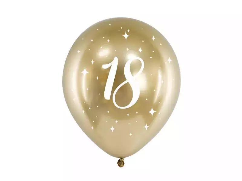 Balony Gloss 18-stka złote 30cm 6szt. PartyDeco