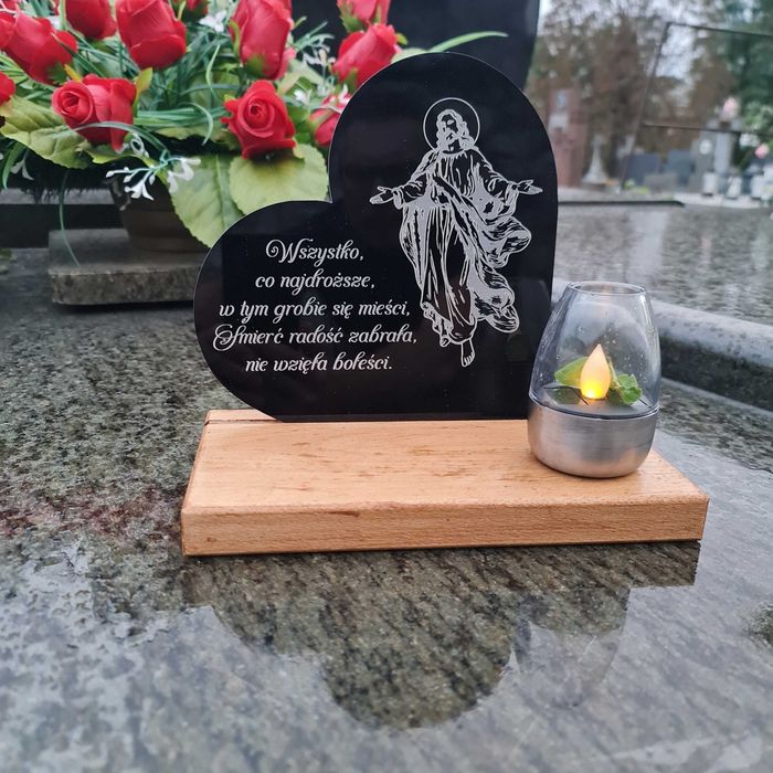 ZNICZ solarny led statuetka na cmentarz grób duża dąb