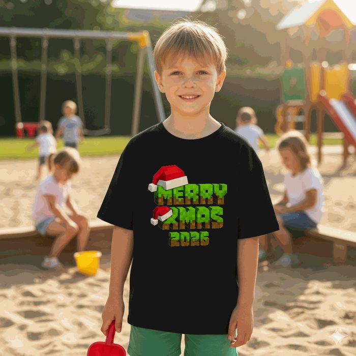 Koszulka dziecięca czarna Steve i minecraft prezent święta 152