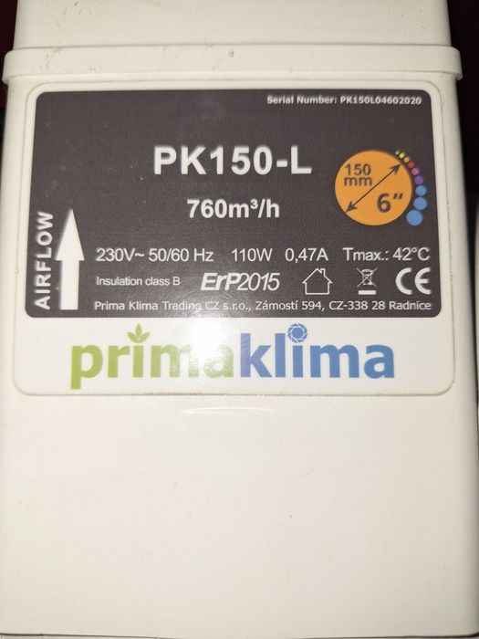 Extractor/Ventilador PrimaKlima PK150L